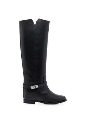 Via Roma 15 padlock leather boots - Black