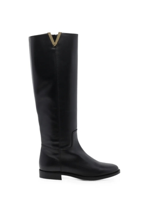 Via Roma 15 V-logo leather knee-high boots - Black
