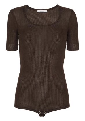 LEMAIRE ribbed shortsleeved bodysuit - Brown