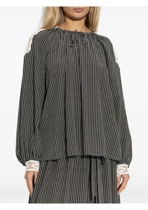 Chloé lace-trimmed geometric-print top - Black