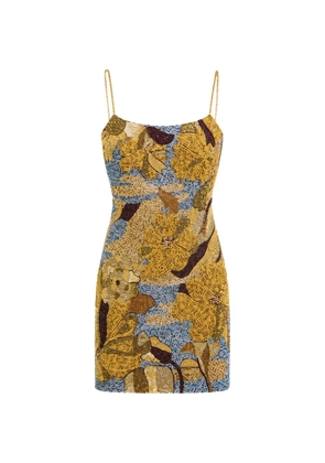 Cult Gaia Bebe bead-embellished floral-pattern mini dress - Yellow