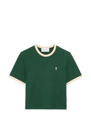 AMI Paris contrasted cotton T-shirt with Ami de Coeur - Green