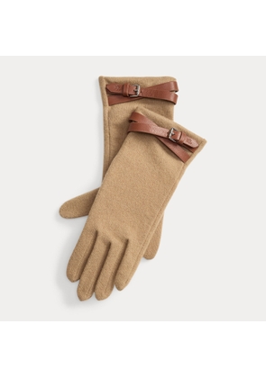 Sheepskin-Trim Wool-Blend Tech Gloves