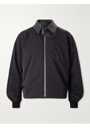 Bottega Veneta - Intrecciato Leather-Trimmed Twill Blouson Jacket - Men - Black - IT 48