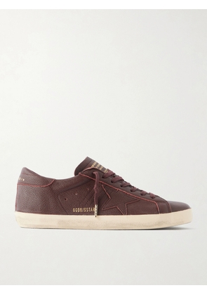 Golden Goose - Super-Star Distressed Full-Grain Leather Sneakers - Men - Burgundy - EU 39