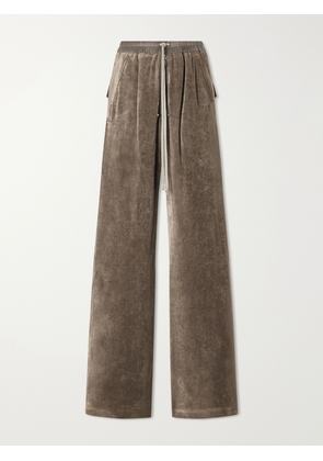 Rick Owens - Bela Wide-Leg Drawstring Velour Trousers - Men - Neutrals - IT 46