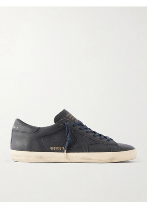 Golden Goose - Super-Star Distressed Full-Grain Leather Sneakers - Men - Blue - EU 39