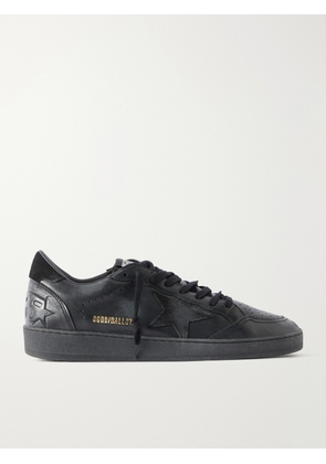 Golden Goose - Ball Star Distressed Suede-Trimmed Leather Sneakers - Men - Black - EU 39