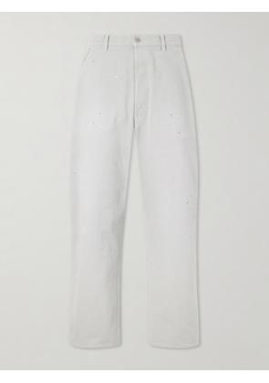 Maison Margiela - Wide-Leg Paint-Splattered Cotton-Canvas Trousers - Men - Gray - IT 46