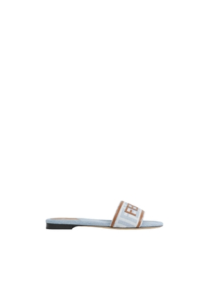 FF Nylon Denim and Leather Sllides