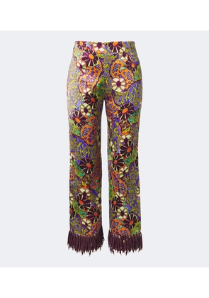 Alemais Joanna fringed printed wide-leg pants