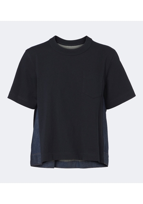 Sacai Cotton jersey and denim T-shirt