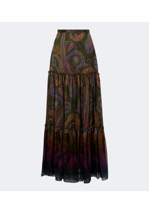 Etro Paisley silk tiered maxi skirt