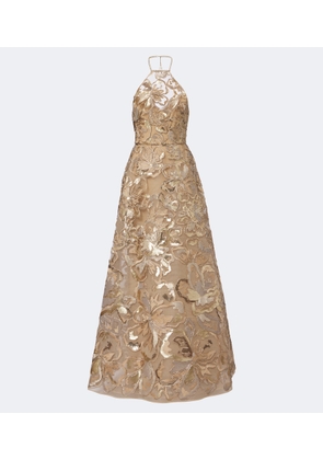 Elie Saab Sequined halteneck tulle gown