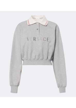 Versace Cropped cotton jersey polo shirt