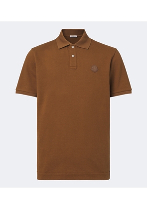 Moncler Leather-trimmed cotton pique polo shirt