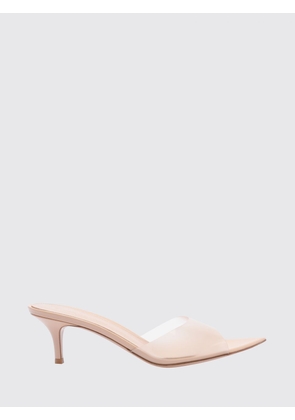 GIANVITO ROSSI Elle PVC and Patent Leather Mule Sandals with Mid Heel