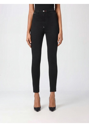PHILIPP PLEIN High-Waisted Skinny Cropped Jeans in Stretch Denim with Logo