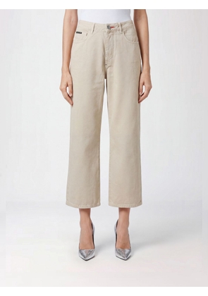 PHILIPP PLEIN High-Waisted Wide Leg Cropped Stretch Denim Jeans