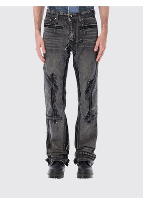 WHO DECIDES WAR Straight Fit Mid-Rise Distressed Denim Jeans with Patchwork