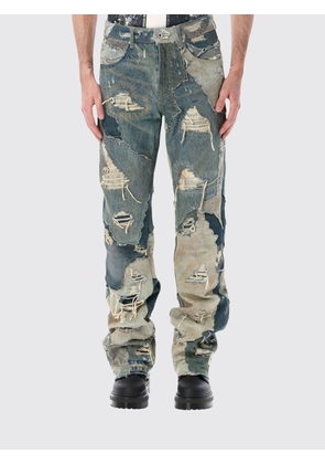 WHO DECIDES WAR Straight Fit Mid-Rise Distressed Denim Jeans with Patches