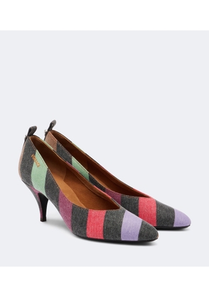 Versace Tina striped denim pumps
