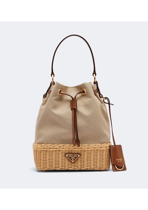 Prada Canvas and wicker bucket bag