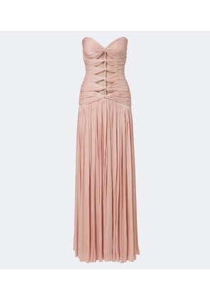 Costarellos Ruched LurexÂ® georgette gown