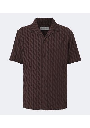 Frescobol Carioca Terry-trimmed cotton-blend bowling shirt
