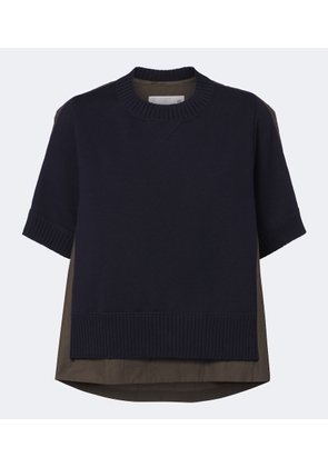 Sacai Knitted cotton and cashmere-blend top