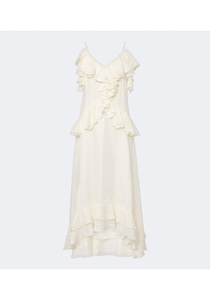 Xu Zhi Ruffled lace-trimmed silk-blend midi dress