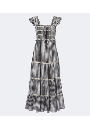 Rixo Chandra checked tiered cotton midi dress