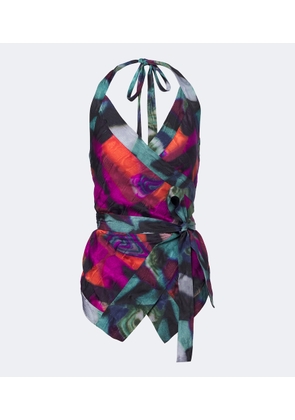 Dries Van Noten Printed moire wrap top