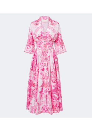 Camilla Embellished floral cotton midi dress