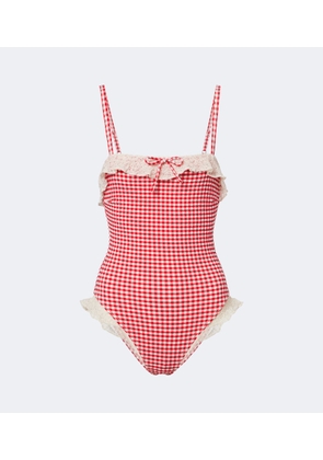 Montce Jacelyn gingham ruffled swimsuit