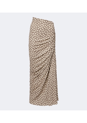 Alaia Gathered polka-dot jersey maxi skirt