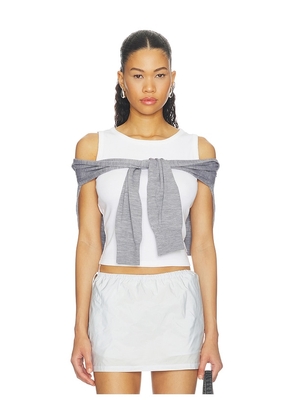 Alexander Wang Pre-styled Tank Top With Draped Cardigan in White. Size XS. Also in S, M.