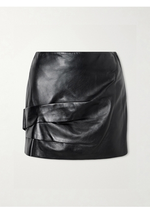 ISABEL MARANT - Agnes Gathered Leather Mini Skirt - Black - FR 34,FR 36,FR 38,FR 40