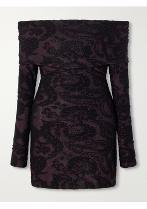 Etro - Off-the-shoulder Paisley-jacquard Chenille-trimmed Jersey Top - Black - IT36,IT38,IT40,IT42,IT44,IT46,IT48,IT50