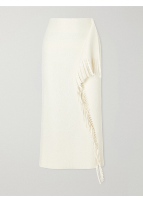 Lanvin - Fringed Wool-blend Midi Skirt - Neutrals - xx small,x small,small,medium,large