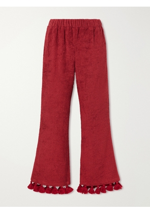 Cap d’Antibes - Morgane Cotton-terry Straight-leg Pants - Burgundy - x small,small,medium,large,x large