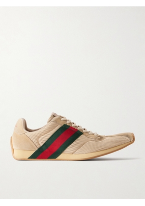 Gucci - Tempo Web-detailed Suede-trimmed Mesh Sneakers - Neutrals - IT36,IT36.5,IT37,IT37.5,IT38,IT38.5,IT39,IT39.5,IT40