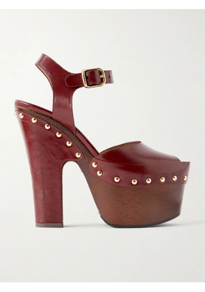 Chloé - Meret Leather Platform Sandals - Burgundy - IT36,IT37,IT38,IT39,IT40,IT41