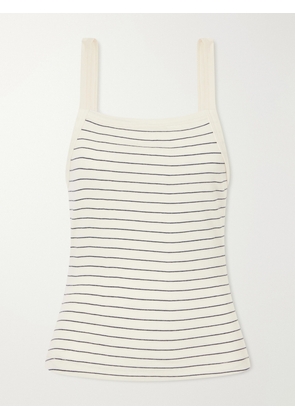 LESET - Nando Striped Ribbed Cotton Tank - White - x small,small,medium,large,x large