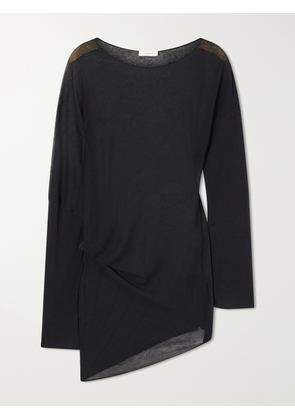 Ruohan - Cobia Asymmetric Gathered Cotton-gauze Blouse - Black - x small,small,medium,large