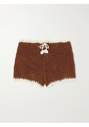 Terry Puesto - Lido Crocheted Organic Cotton Shorts - Brown - XS/S,S/M,M/L,L/XL