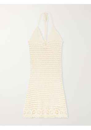 Terry Puesto - Cece Halterneck Crocheted Organic-cotton Midi Dress - Neutrals - XS/S,S/M,M/L,L/XL