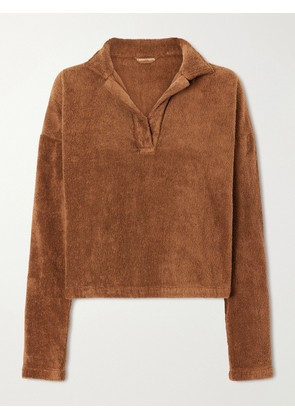 Terry Puesto - Estate Cropped Organic Cotton-terry Sweatshirt - Brown - XS/S,S/M,M/L,L/XL