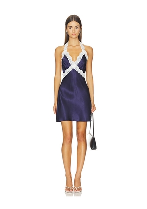 SNDYS Taya Mini Dress in Navy. Size XXS. Also in XS, S, M, L, XL.