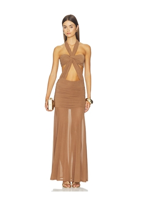 superdown Callista Maxi Dress in Brown. Size XXS. Also in XS, S, M, L, XL.
